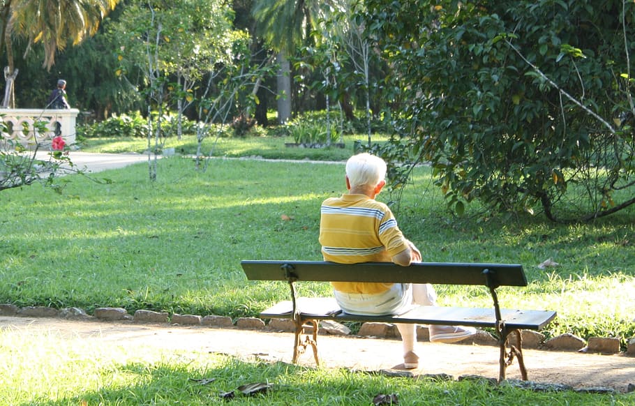 elderly, bank, alone, garden, avo, loneliness, sadness, death, abandonment, sitting, old man alone