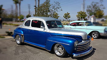 classic, silver, blue, coupe, Retro, Car, Transportation, Auto, traffic, road, old car