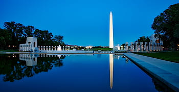 view, washington monument, sunset, twilight, dusk, evening, reflecting pool, water, reflections, c, silhouettes
