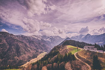 fotografie krajiny, silnice, bílý, mraky, během dne, hora, vysočina, mrak, nebe, summitu, hřbet