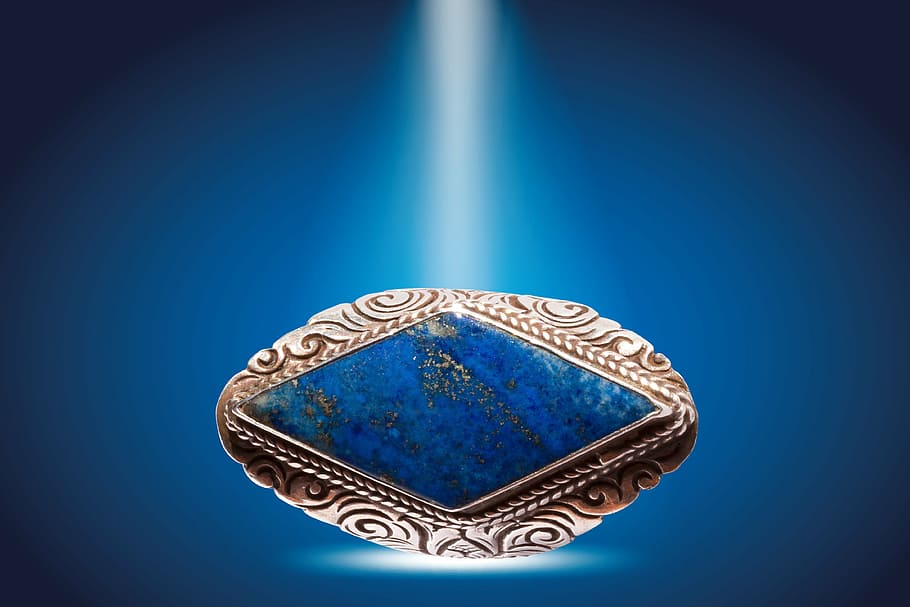 silver-colored ring, ring, silver, lapis lazuli, azurite, lapis, blue shiny, jewellery, finger jewelry, silver jewelry, blue