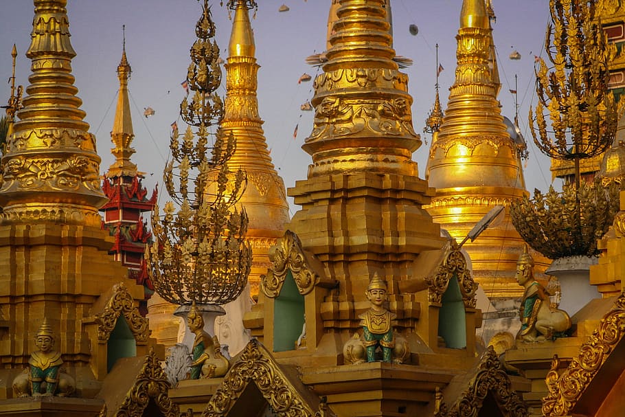 Myanmar, barma, světlo, pěkný výhled, cestovat, pagoda, zlato, náboženství, Buddha, kupole, architektura