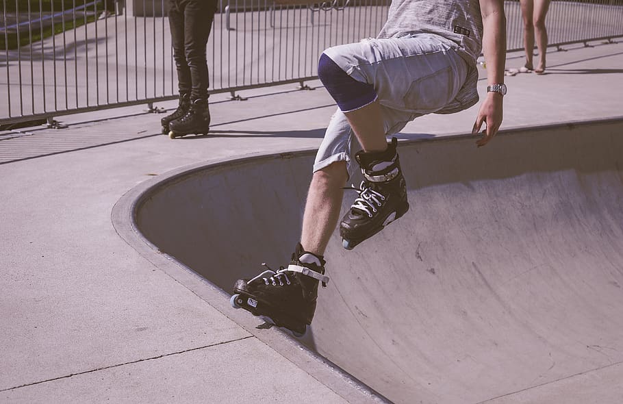 skateboard, pohyb, lidé, dospělý, brusle, trik, chlap, kámo, vinobraní