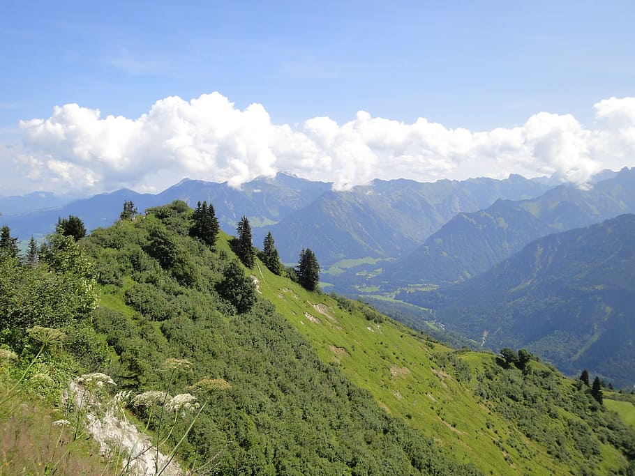Oberstdorf, alpino, allgäu, montagna, imponente, vertice, impressionante, escursioni a piedi, alpinismo, immagine del calendario, postkartenmotiv