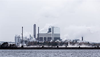 budov, vedle, oceán, zataženo, nebe, vysoký, vzestup, budova, fotografování, průmyslový, sklady