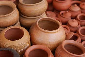 skladem, hnědý, květináče, sklenice, claypots, jíl, hrnce, terakota, keramický, kultura, jídlo