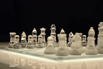 clair, échiquier en verre, pièce, échecs, Jeu, échiquier, verre, planche, Planification, la victoire, bouge toi