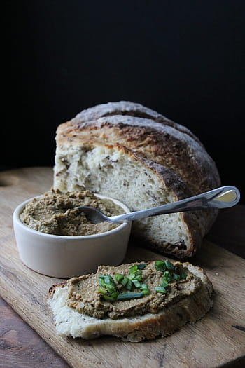pane e paté, pane, paté, prima colazione, cena, pranzo, ristorante, cucchiaio, cibo, freschezza, legno - materiale