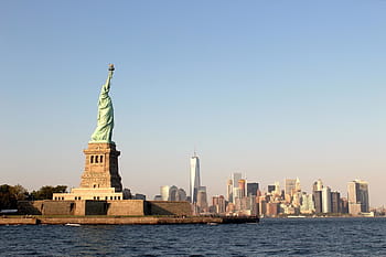 socha, svoboda, Nový, york, New York, Manhattan, panoráma, dom, New York City, usa, socha svobody