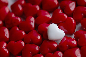 hart-, snoep, achtergrond, liefde, rood, wit, romantisch, Valentijn, viering, concept, zoet