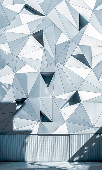 white, black, gray, accent wall, daytime, artwork, abstract, architecture, building, design, floor