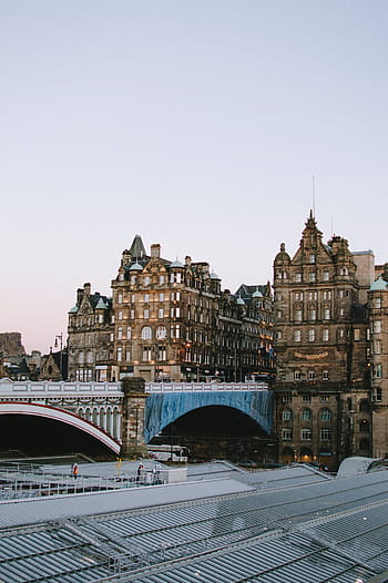 fotografie, šedá, modrý, budov, severní, konstrukce, střešní, Edinburgh, Severní most, architektura, struktura
