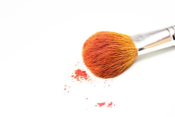 oranžový make-up štětce, makeup, kartáč, oranžový, izolovaný, krása, žena, kosmetika, kosmetický výrobek, štětec na makeup, móda