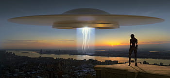 silhouette photography, alien, standing, brown, surface, fantasy, science fiction, float, surreal, photo montage, forward