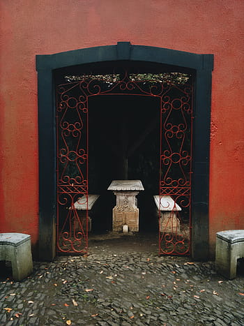 lavice, stůl, uvnitř, pokoj, místnost, dveře, průchod, Dějiny, náboženství, historický, interiér, architektura