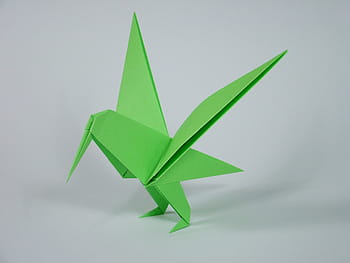 arte della carta verde, origami, pieghevole, uccello, simbolo