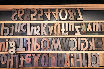 hnědý, dřevěný, volně stojící písmena, písmena, dřevěná abeceda písmena, sans serif, tisk knih, mechanického procesu, písmo, johannes gutenberg, tiskového systému