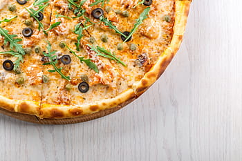 hnědý, pizza, šedá, dřevěný, prkno, pečení, Fast Food, oběd, obchodní oběd, restaurace, občerstvení