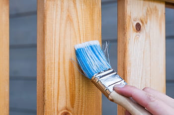 person, holding, paint brush, deck, wood, paint, wooden, house, decking, varnish, stain