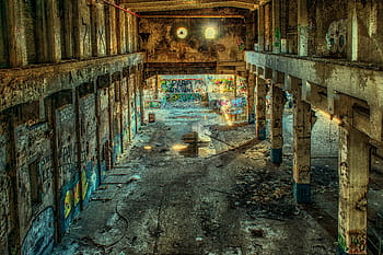 muro dipinto di beige, posti persi, fabbrica, sala, partire, pforphoto, decaduto, metropolitana, rovinare, demolizione, vecchia fabbrica