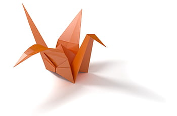 orange bird origami, Origami, Folding, Paper, Bird, Crane, folding paper, bird, hobby, art, white background, cut out