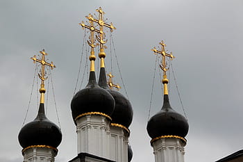 kostel, zlatá, kopule, Rusko, Moskva, zlatý, kupole, ortodoxní, ruská pravoslavná církev, historicky, klášter, věž