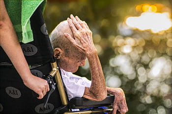 selective, focus photography, man, sitting, wheelchair, hospice, care, elderly in wheel chair, elderly, old, senior