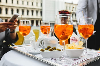 verano, aperitivo, bebida, naranja, alcohol, italiano, prosecco, cóctel, aceituna, Aperol, Spritz