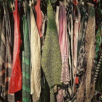 multicolored clothes lot, flea market, stand, market, antiques, business, silver, tableware, vases, plate, browse