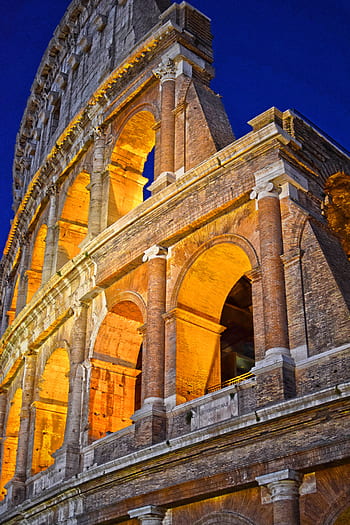 Colosseo, Roma di notte, anfiteatro, Flavio, Italia, architettura, rovine, gladiatori, antico, città, Europa