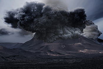 volcano, smoke, ash, mountain, landscape, explosion, crater