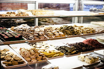 assorti, Pâtisserie, clair, étagère, boulangerie, biscuits, bonbons, cuit, boutique, aliments, établissement marchand