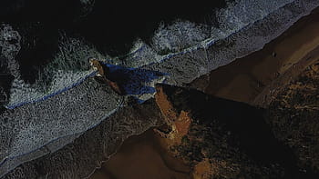 moře, noční dobu, letecký, fotografování, oceán, vln, temný, noc, vlna, voda, výlet