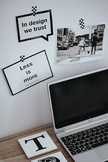 espacio de trabajo, lugar de trabajo, computadora, computadora portátil, cita, motivacional, foto, lema, inspirador, tarjetas, citas