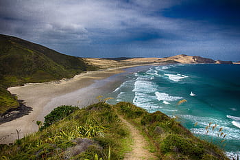 letecký, fotografování, modrý, moře, během dne, Nový Zéland, turistika, pláž