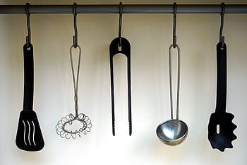 five kitchen utensils, house, home, kitchen, cooking, utensils, tongs, ladle, tools, kitchen Utensil, spoon
