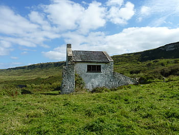 house, situated, mountain, ruin, home, ireland, old, building, youth hostel, landscape, lonely