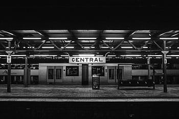 foto in scala di grigi, centrale, calcestruzzo, costruzione, in scala di grigi, foto, treno, stazione, metropolitana, mezzi di trasporto, città