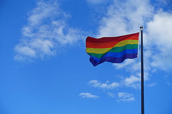 bandiera arcobaleno, cielo nuvoloso, orgoglio, gay, bandiera, arcobaleno, amore, diritti di orgoglio, dom, omosessualità, nuvola - cielo