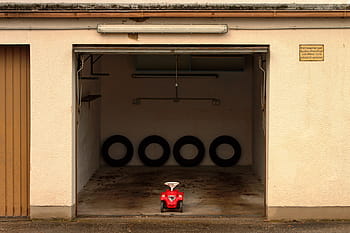 prázdný, autíčko na koni, garáž, zralý, Bobby auto, auto, mini, fotbalová branka, garážová vrata, park, brána