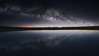 silueta, hora, přední, tělo, voda, temný, nebe, pouště Atacama, Chile, bytů, poušť