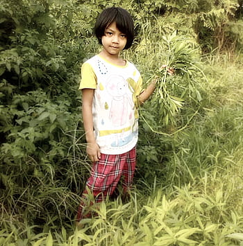 child, girl, happy, cute, kid, female, young, smile, grass, holding, myanmar