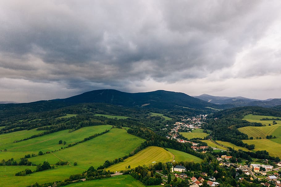 karkonosze, letecký, trubec, Polsko, krajina, čeština, republika, podzim, počasí, cestovat, cestovní ruch