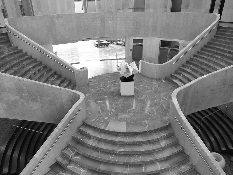 muzeum, výstava, Černý a bílý, architektura, palác, moderní architektura, Mexiko, schody, sochařství, schodiště, schodiště a schodiště