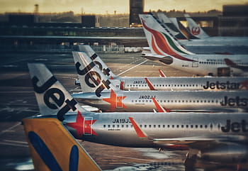 parkolt jet-busz, repülőtér, repülőgép, Tiger, sugárhajtású, airbus, kátrányozott út, napnyugta, utazás, levegő, Narita