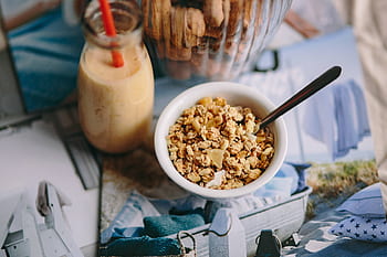 sarapan, sehat, segar, buatan sendiri, cocok, kacang, kenari, menggoyang, aktif, havermut, musli