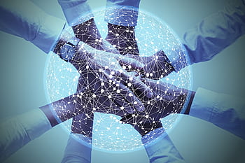 Rete, sociale, astratto, mani, rete sociale, Comunità, squadra, lavoro di squadra, cooperazione, logo, networking
