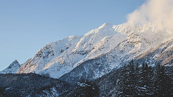 snow-covered, mountain, clear, blue, sky, daytime, glacier, valley, snow, winter, cold