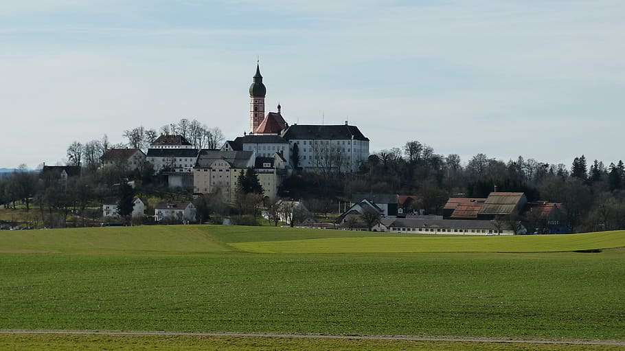 biara, andechs, ammersee, bavaria, andechs biara, gereja, rumah, jerman, arsitektur, sejarah