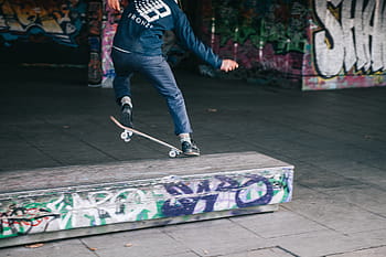 osoba, skateboard, triky, lidé, muž, brusle, sport, obuv, rampa, městský, ulice